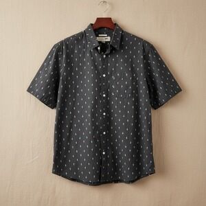 Cactus Print Old‎ Navy Mens XL Slim Fit Short Sleeve Button Down Shirt Charcoal